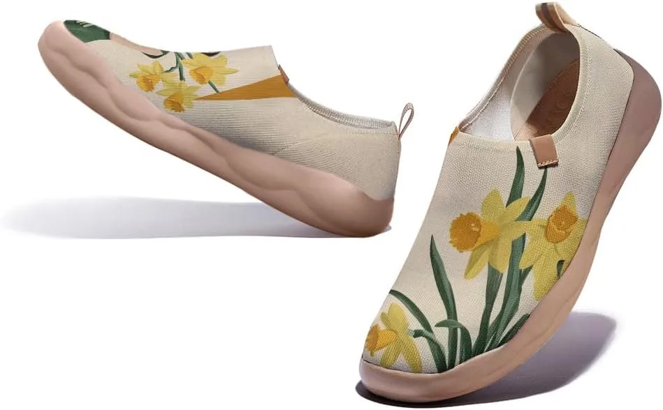 Women's Blossom Slip On Soft Shoes Colorful Comfortable Lightweight Art Travel Sneakers Casual Vibrant Floral Everyday Loafers