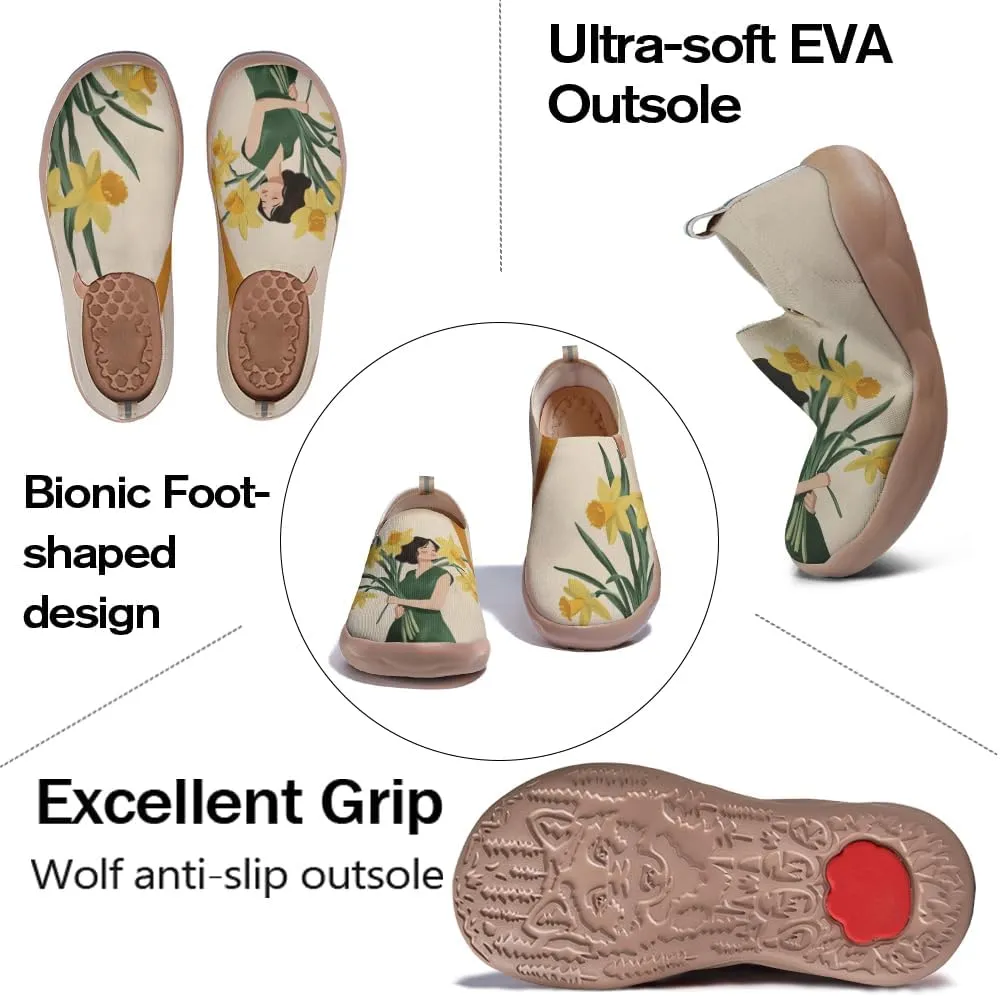 Women's Blossom Slip On Soft Shoes Colorful Comfortable Lightweight Art Travel Sneakers Casual Vibrant Floral Everyday Loafers