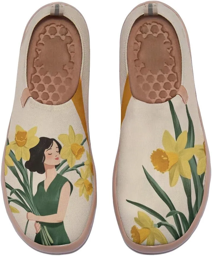 Women's Blossom Slip On Soft Shoes Colorful Comfortable Lightweight Art Travel Sneakers Casual Vibrant Floral Everyday Loafers