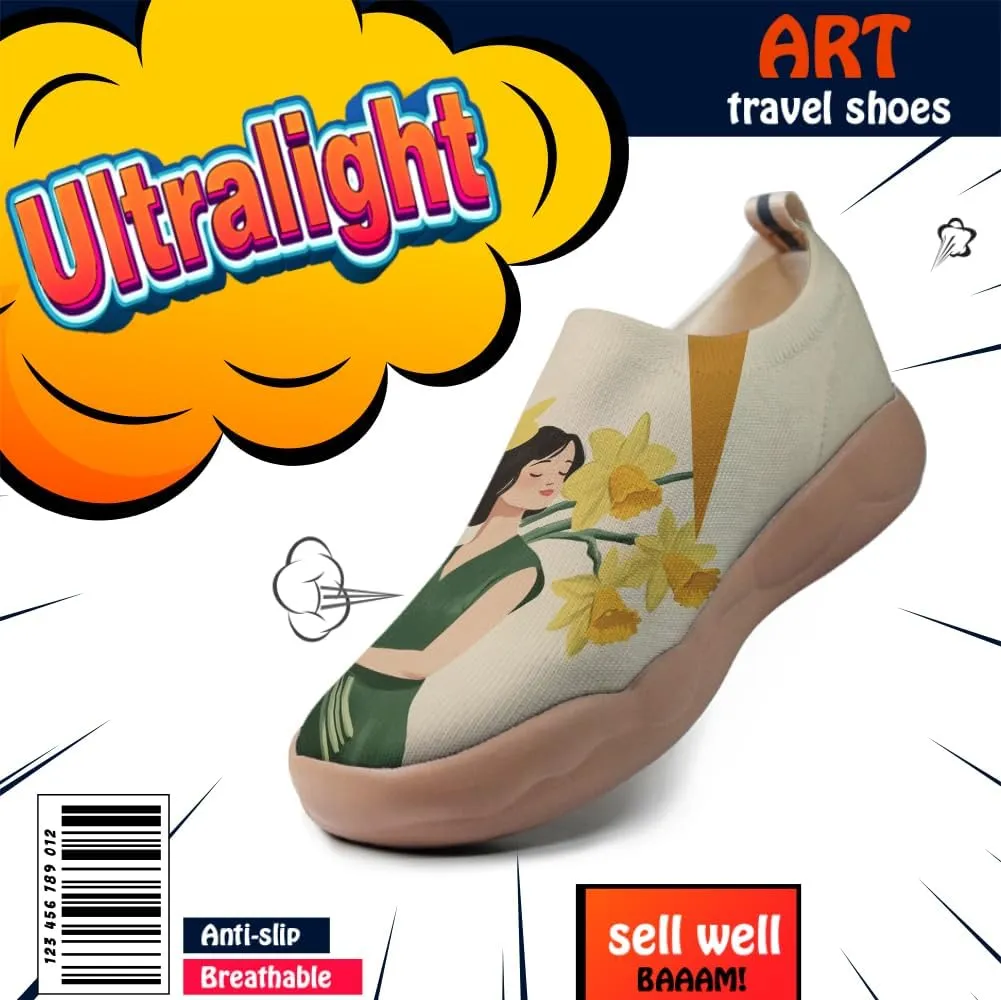 Women's Blossom Slip On Soft Shoes Colorful Comfortable Lightweight Art Travel Sneakers Casual Vibrant Floral Everyday Loafers