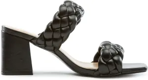 Womens Braided Heeled Sandals Mostly-S by Soda Black 7.5