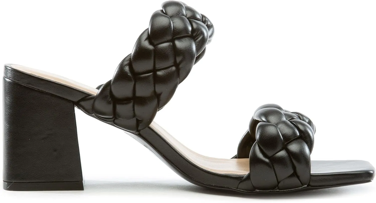 Womens Braided Heeled Sandals Mostly-S by Soda Black 7.5