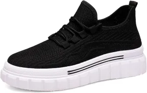 Women's Breathable Mesh Lace Up Walking Shoes,Casual Fashion Anti-Slip Sneakers,Lightweight Soft Sole Tennis Shoes for Gym Travel Sports