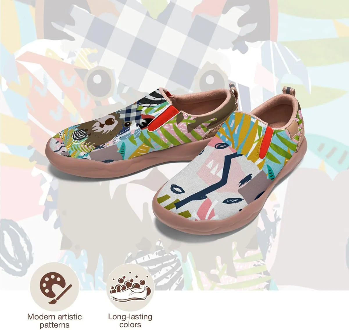 Women's Canvas Travel Shoes Slip-On Casual Loafers Lightweight Comfort Animal Art Painted Ladies Fashion Sneakers
