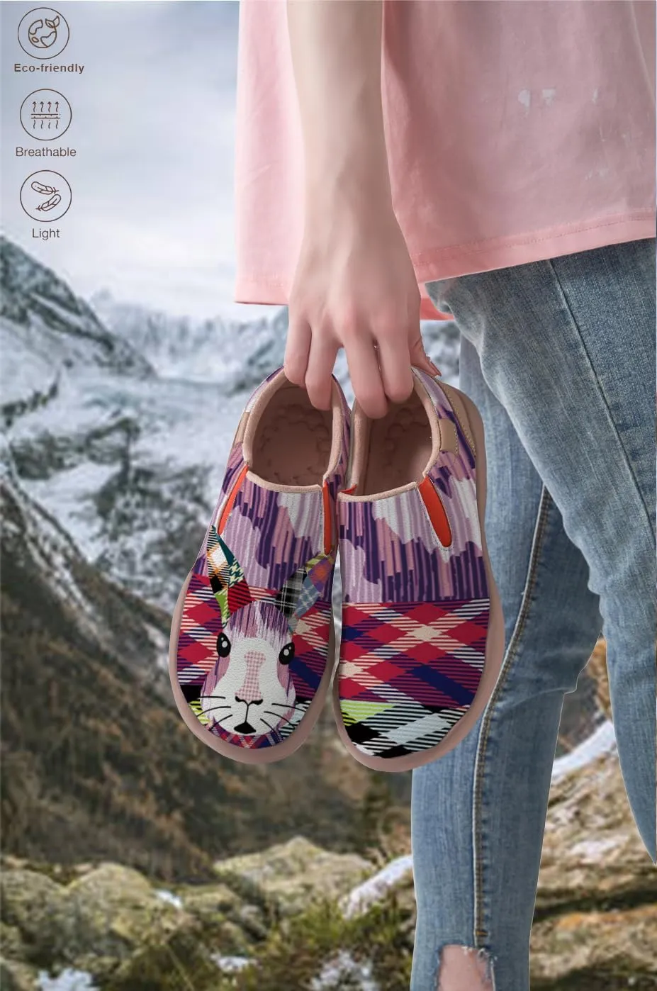 Women's Canvas Travel Shoes Slip-On Casual Loafers Lightweight Comfort Animal Art Painted Ladies Fashion Sneakers