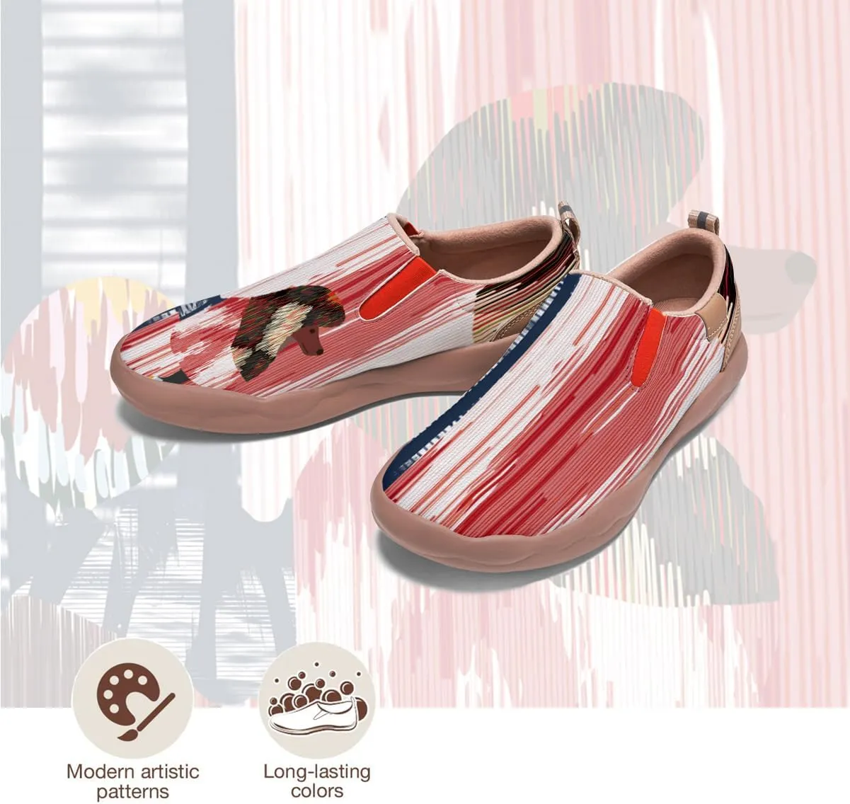 Women's Canvas Travel Shoes Slip-On Casual Loafers Lightweight Comfort Animal Art Painted Ladies Fashion Sneakers