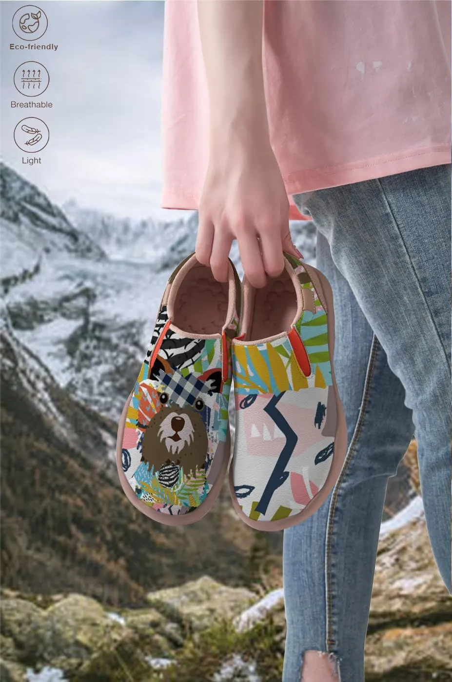 Women's Canvas Travel Shoes Slip-On Casual Loafers Lightweight Comfort Animal Art Painted Ladies Fashion Sneakers