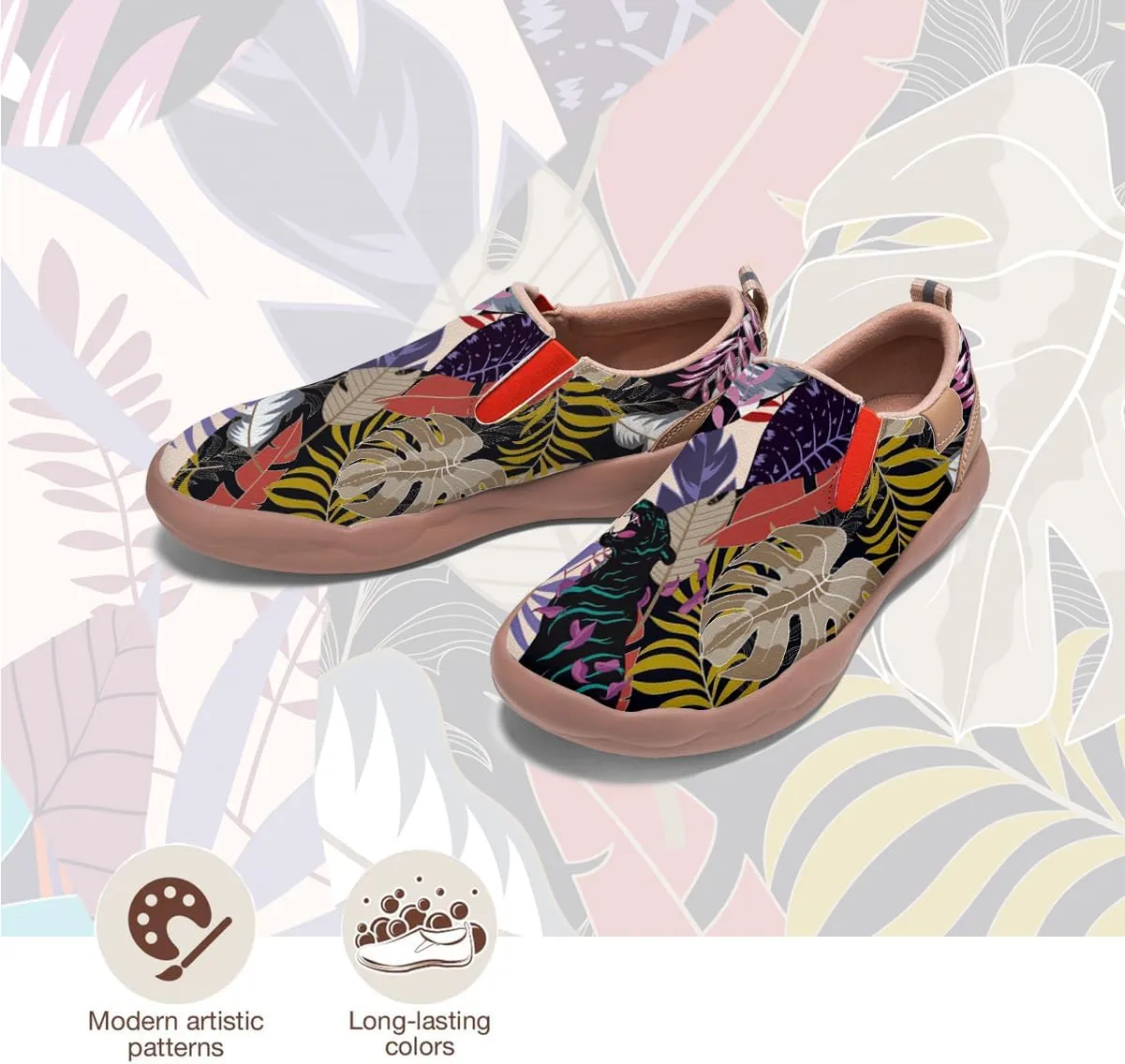 Women's Canvas Travel Shoes Slip-On Casual Loafers Lightweight Comfort Animal Art Painted Ladies Fashion Sneakers