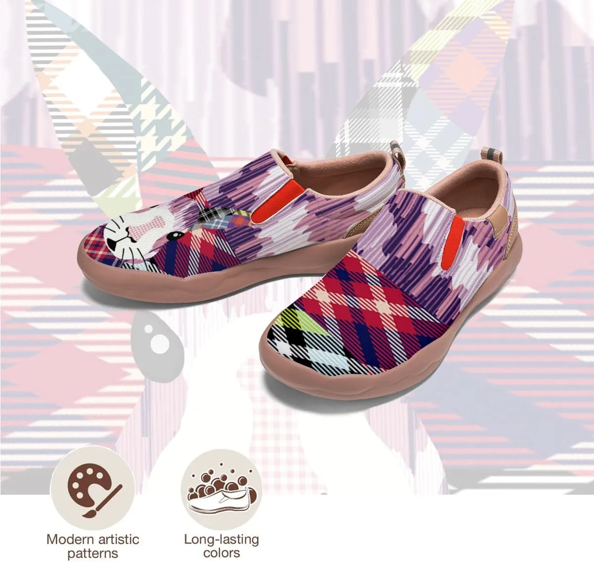 Women's Canvas Travel Shoes Slip-On Casual Loafers Lightweight Comfort Animal Art Painted Ladies Fashion Sneakers