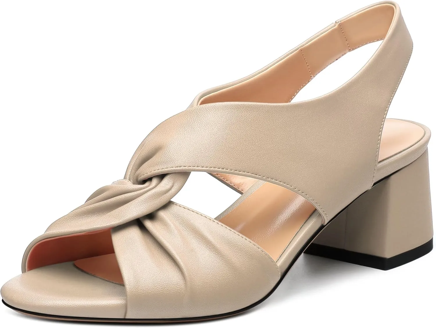 Womens Chunky Block Heels Sandals,Round Open Toe High Heeled Sandals,matte Slip On Ankle Strap Mid Sandals,leisure Dress Party Wedding Shoes 2 In