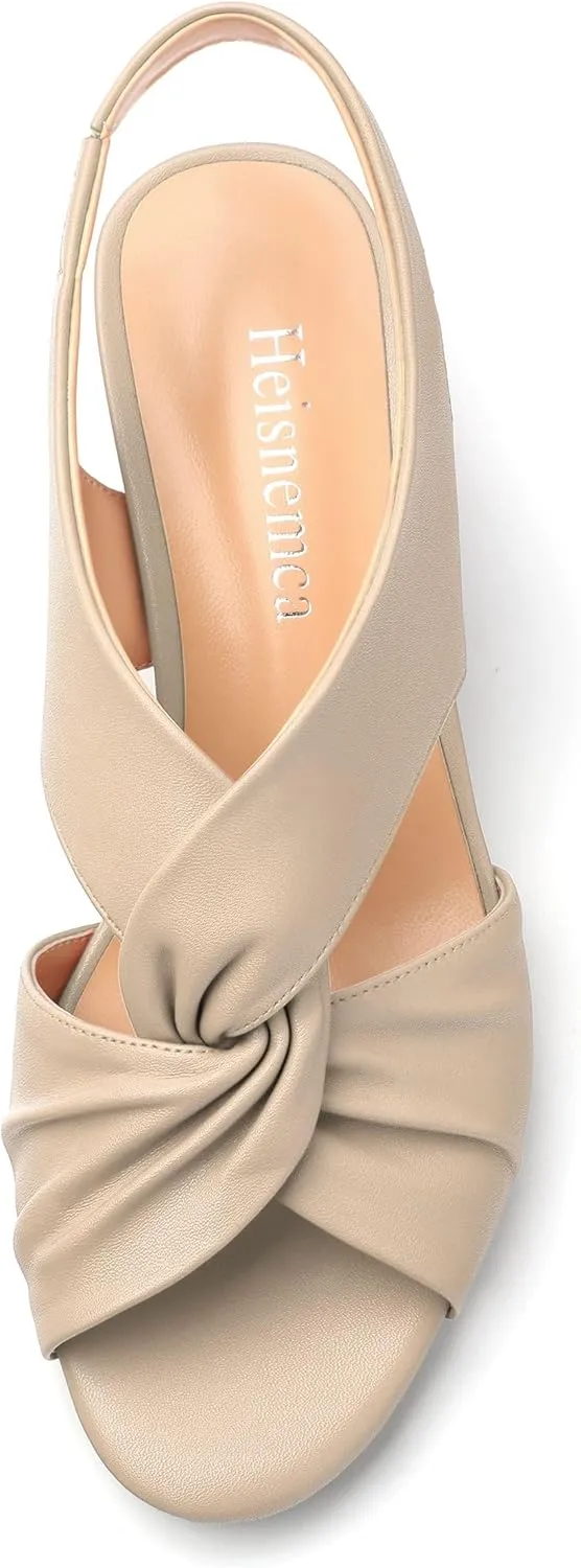 Womens Chunky Block Heels Sandals,Round Open Toe High Heeled Sandals,matte Slip On Ankle Strap Mid Sandals,leisure Dress Party Wedding Shoes 2 In