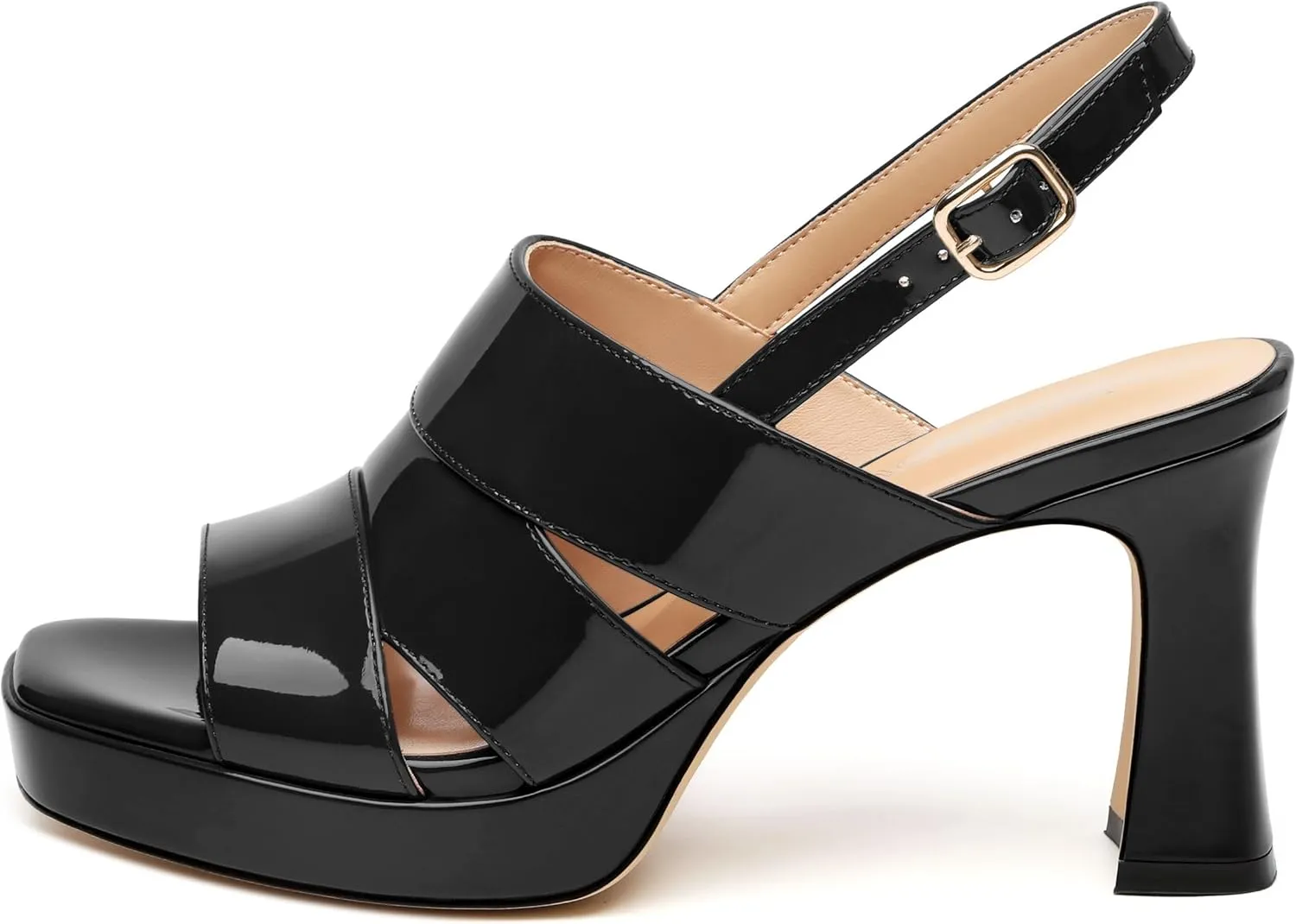 Womens Chunky Block Platform High Heels,Square Open Toe Strappy Heel Sandals for Women, Wedding Party Prom Fashion Slingback Dress Sandals