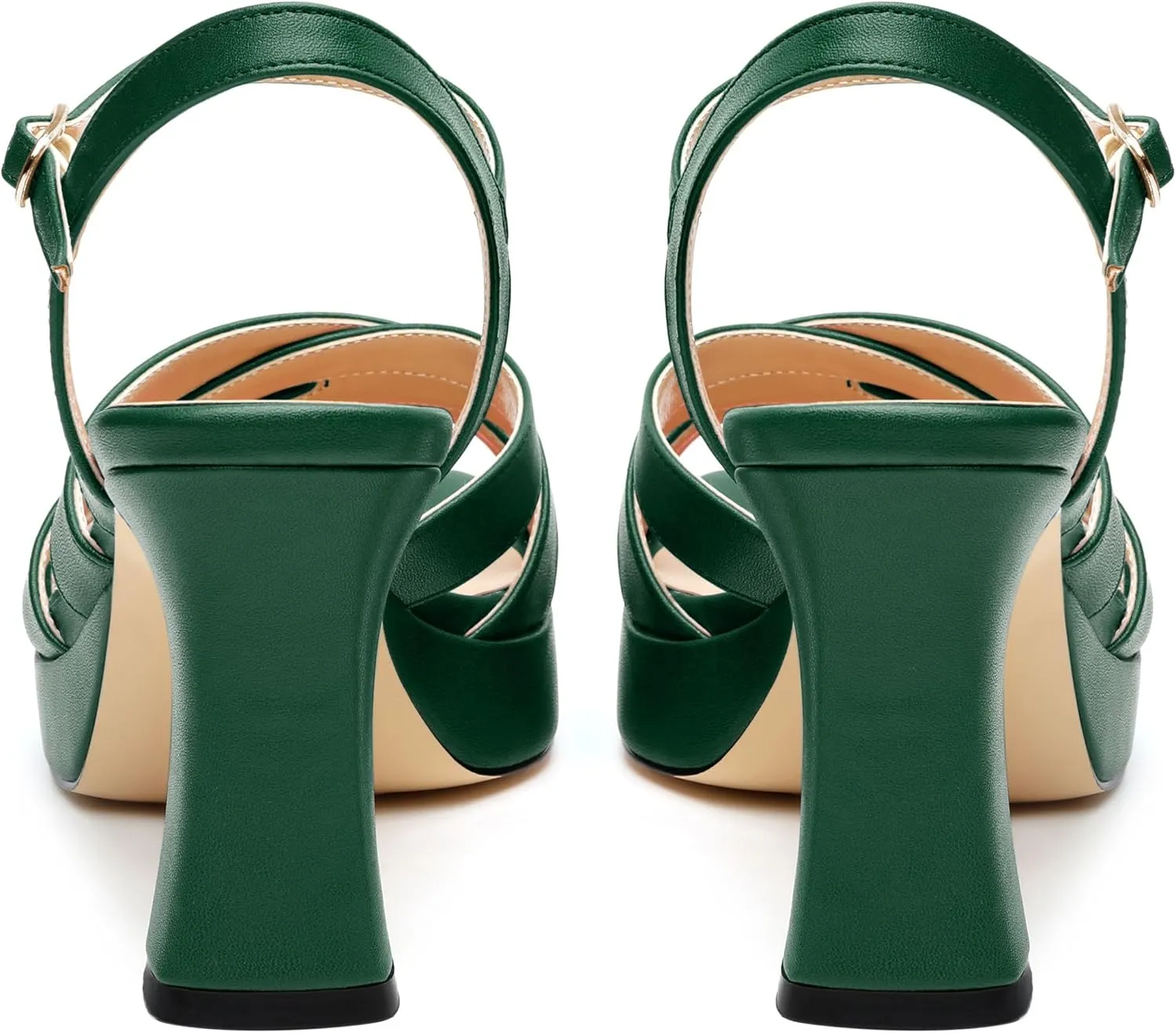 Women's Chunky Platform High Heels Block Heeled Sandals Open Square Toe Ankle Strap Dress Wedding Party Sandal Shoes 3.3''
