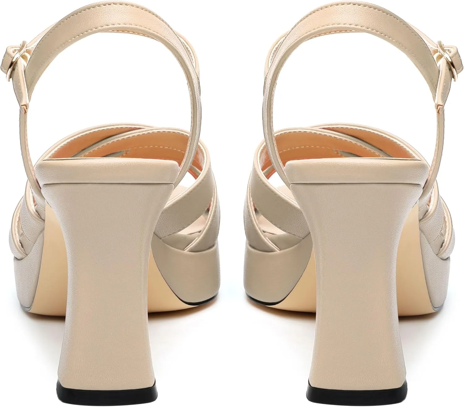 Women's Chunky Platform High Heels Block Heeled Sandals Open Square Toe Ankle Strap Dress Wedding Party Sandal Shoes 3.3''