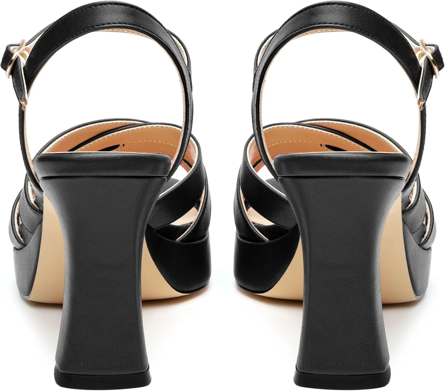 Women's Chunky Platform High Heels Block Heeled Sandals Open Square Toe Ankle Strap Dress Wedding Party Sandal Shoes 3.3''