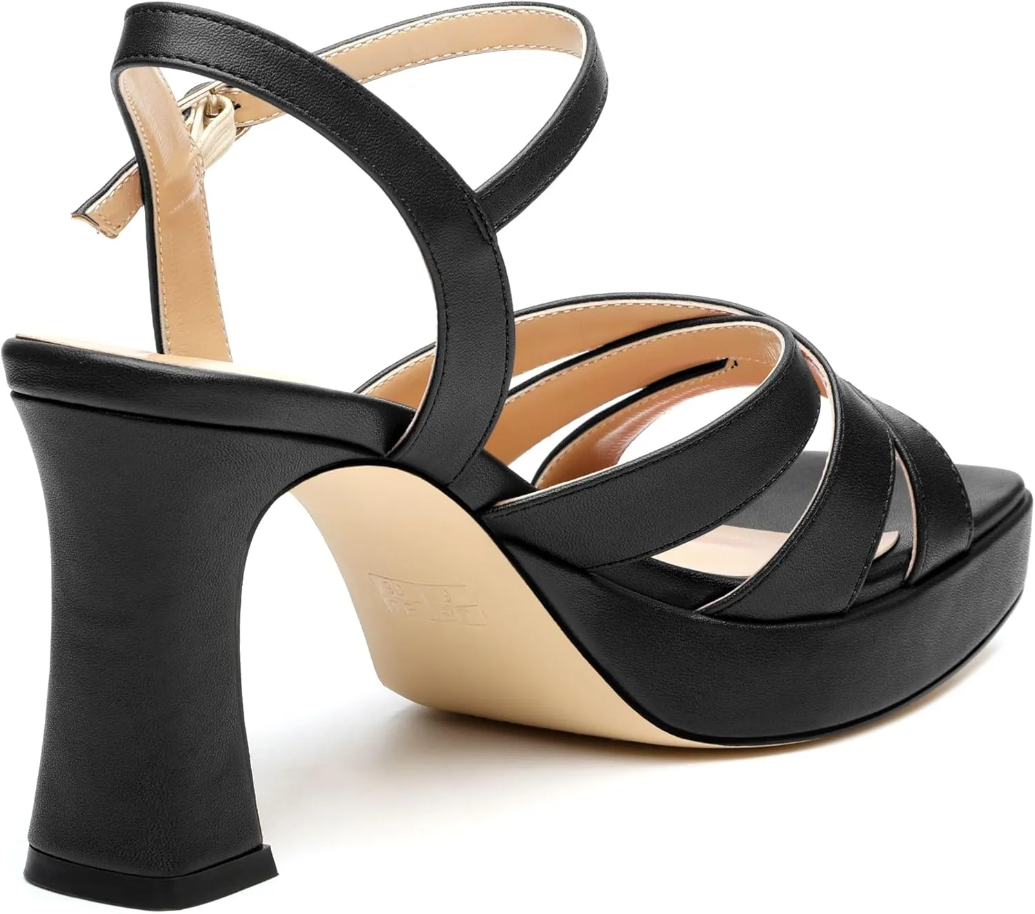 Women's Chunky Platform High Heels Block Heeled Sandals Open Square Toe Ankle Strap Dress Wedding Party Sandal Shoes 3.3''