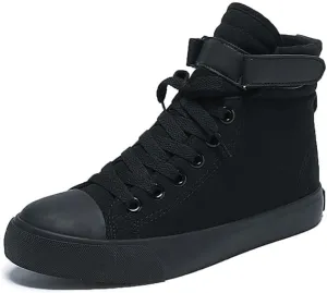 Women's Comfort High Top Canvas Sneakers - Preppy Solid Casual Lace-Ups