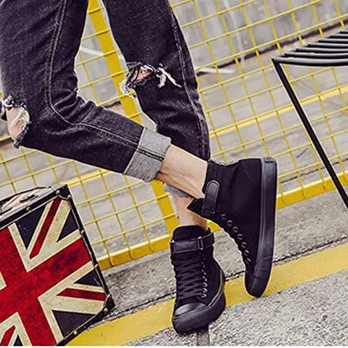 Women's Comfort High Top Canvas Sneakers - Preppy Solid Casual Lace-Ups