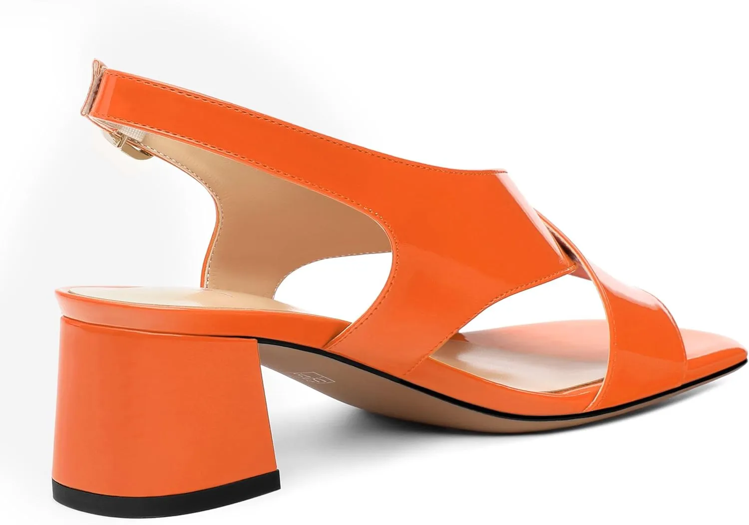 Women's Criss Cross Sandals Square Open Toe Block Chunky Low Heel Slingback Ankle Strap Adjustable with Buckle Patent Dating Fashion Dress Shoes 2 Inch
