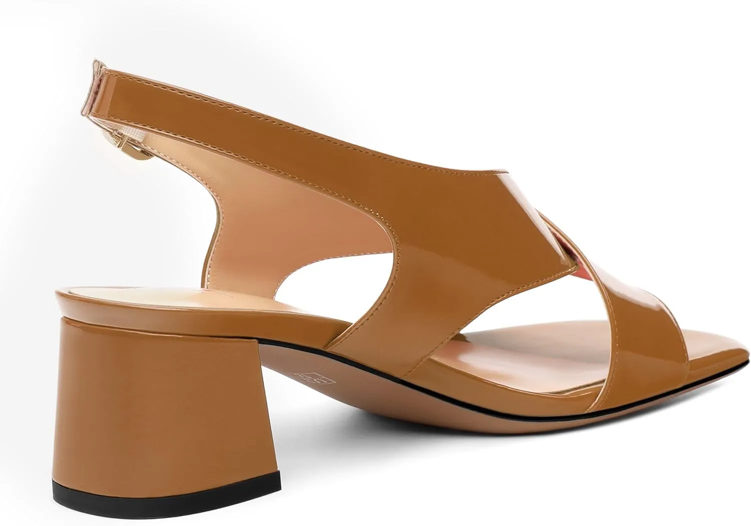 Women's Criss Cross Sandals Square Open Toe Block Chunky Low Heel Slingback Ankle Strap Adjustable with Buckle Patent Dating Fashion Dress Shoes 2 Inch