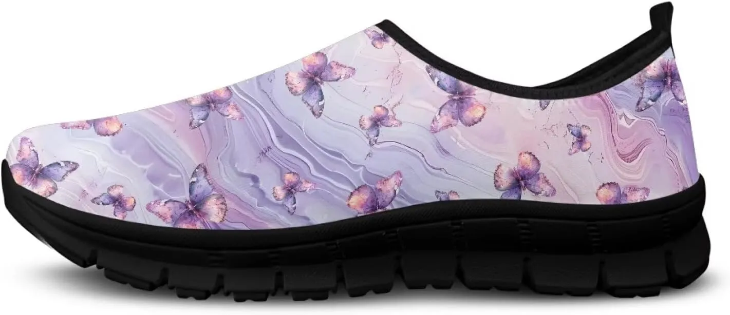 Women's Fashion Sneakers Slip On Walking Loafers Travel Shoes（Black Sole）
