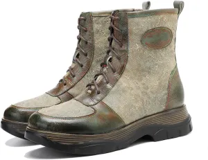 Women's Handmade Retro Lambskin High Heel Boots, Colorful Painting, Metallic Style - Fashion, Comfortable, Durable, Unique Minority Style