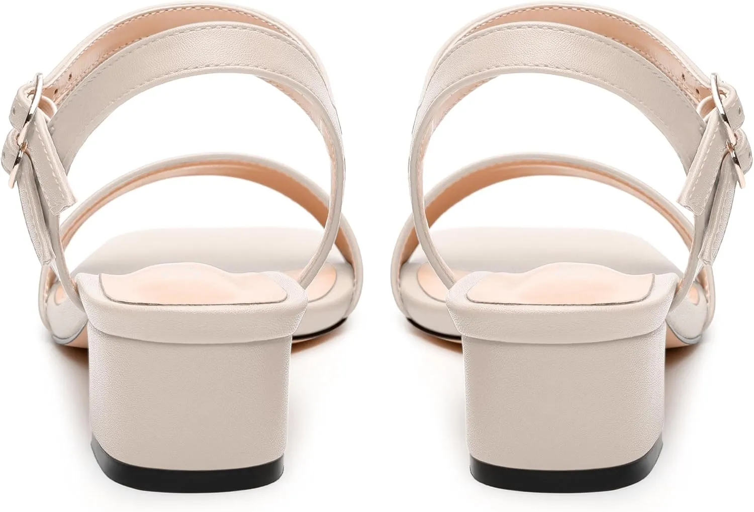 Women's Heeled Sandals, Open Square Toe Chunky Heels, Ankle Strap with Buckle Fashion Solid Color Casual Sandals for Daily Wear