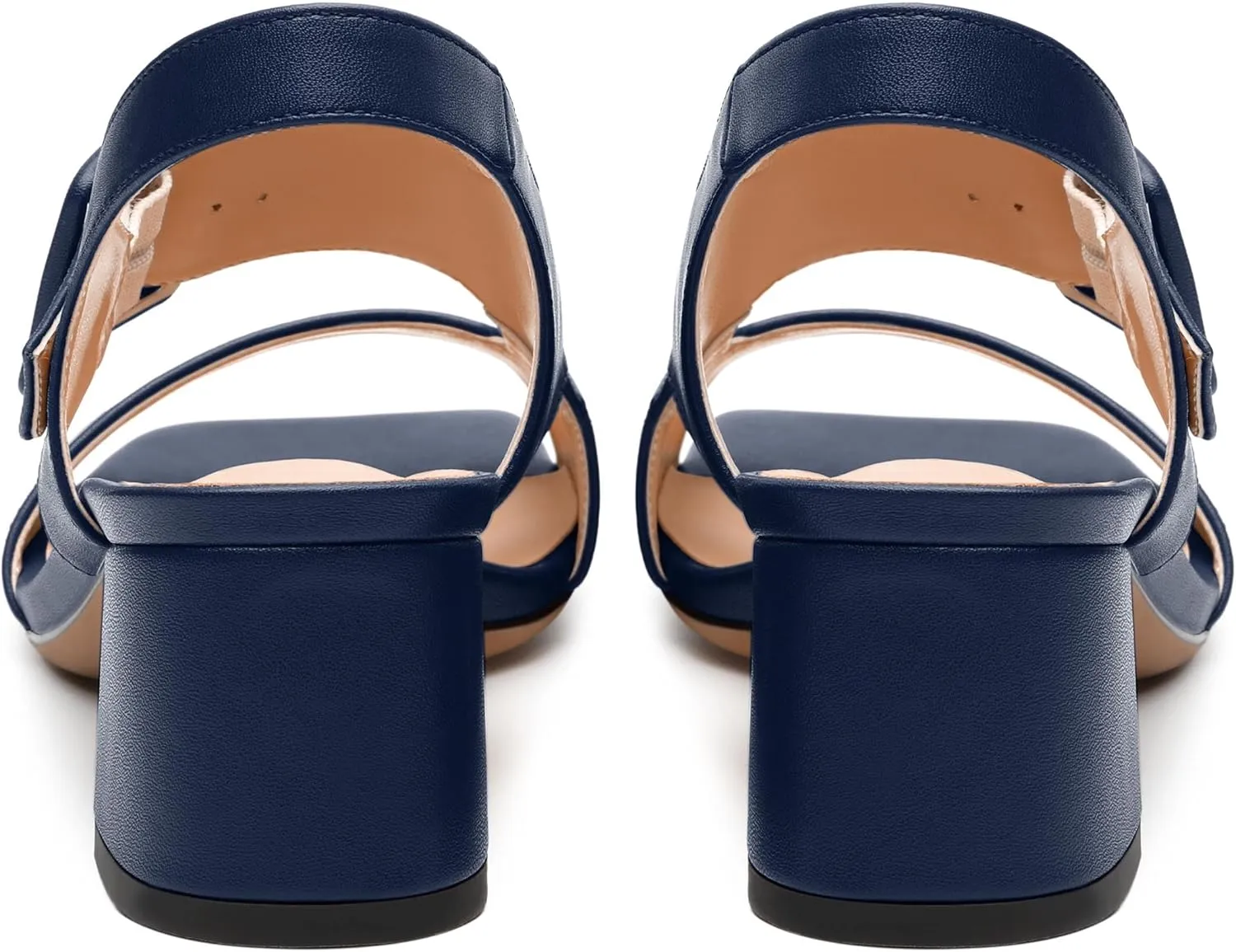 Womens Heeled Sandals Shoes, Square Peep Toe Mid Block Heel Ankle Strap Sandals for Women, Leather Insole Open Toe Chunky Heel Sandals 2"