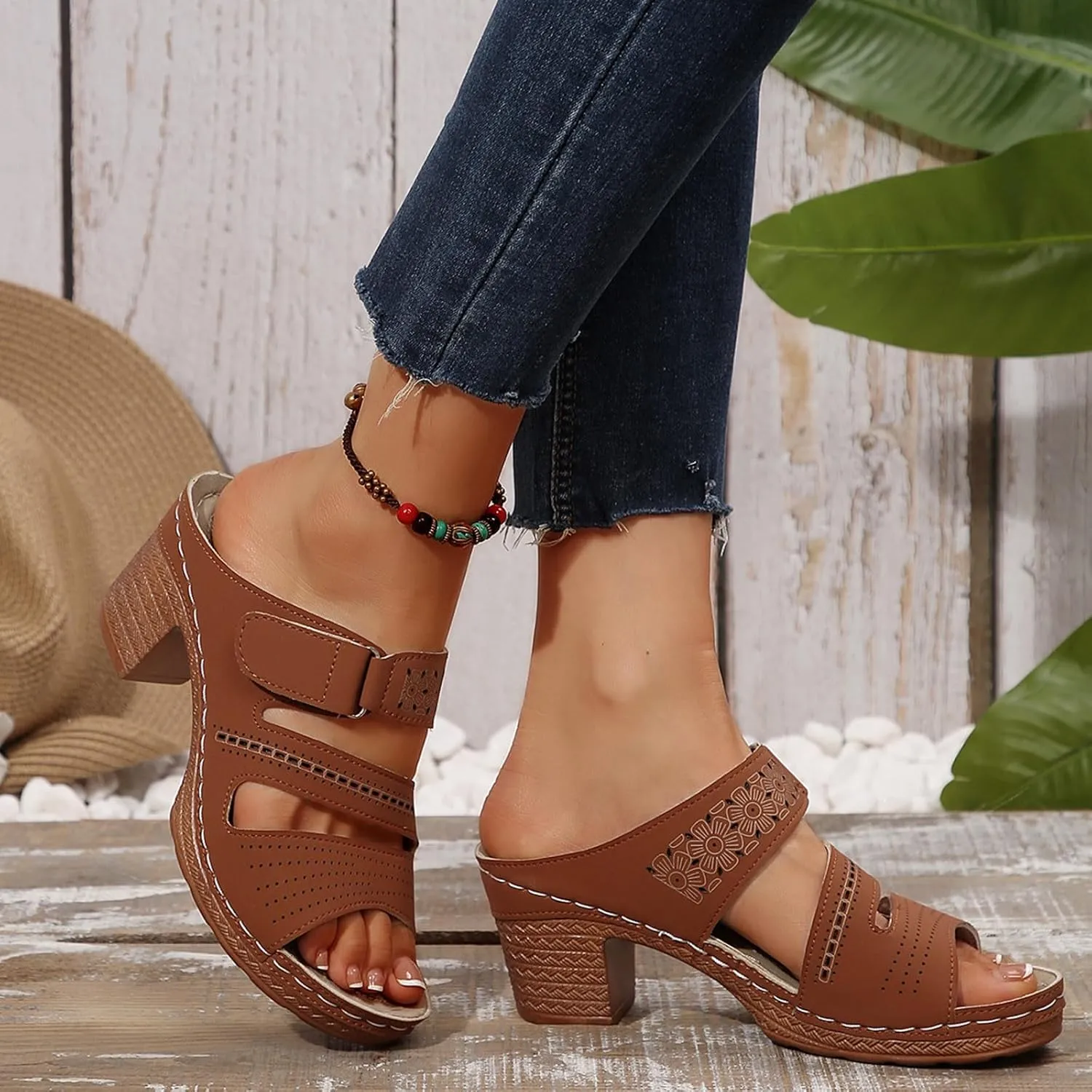 Women's Heeled Sandals Slides Sandal for Women Comfortable Open Toe Party Wedding Dress Shoes for Women Dressy