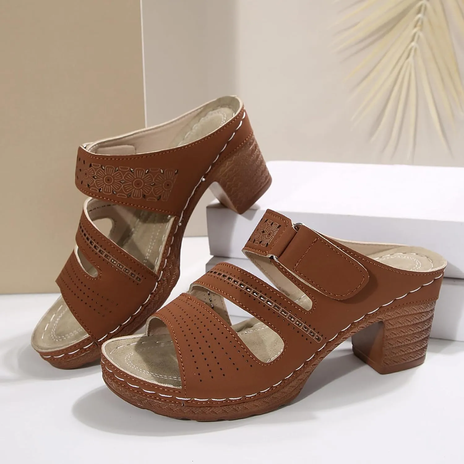Women's Heeled Sandals Slides Sandal for Women Comfortable Open Toe Party Wedding Dress Shoes for Women Dressy