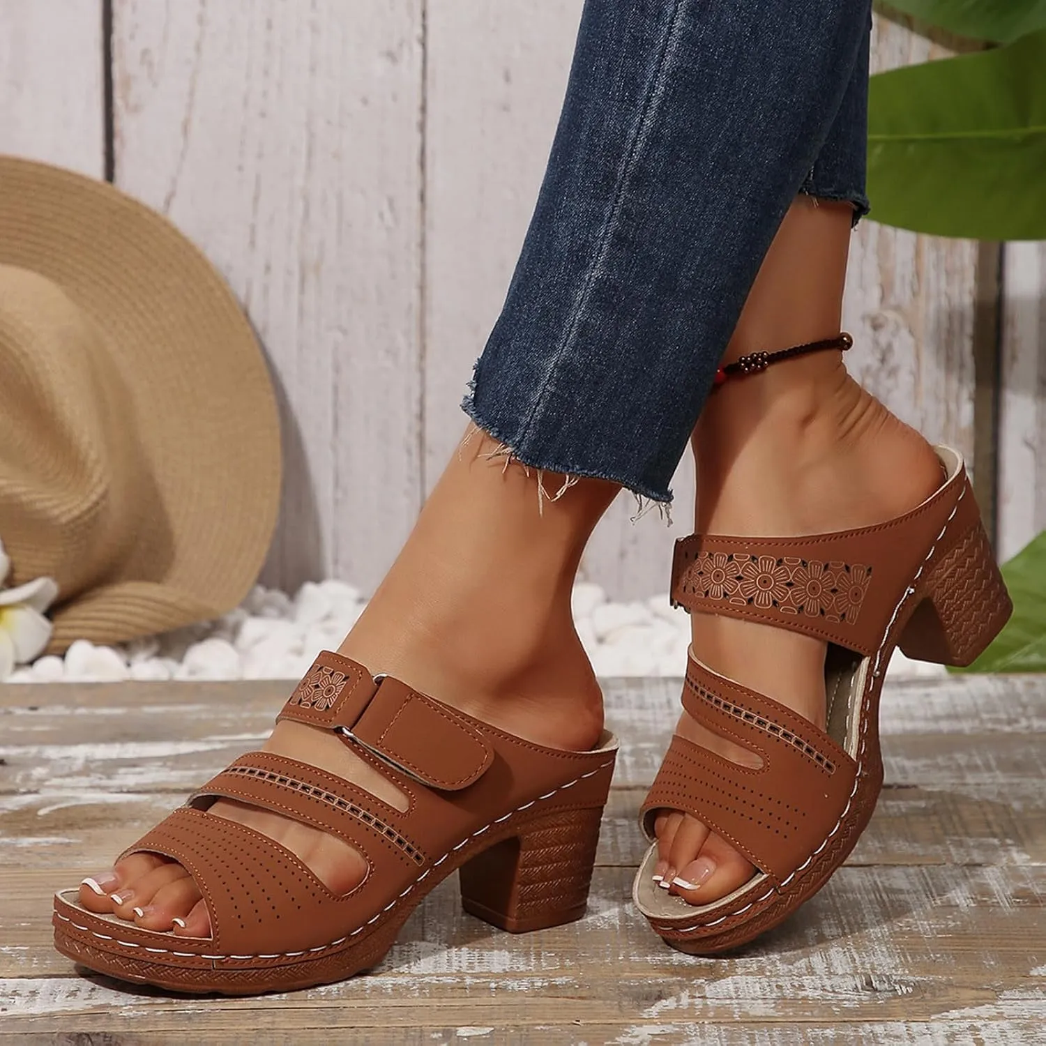 Women's Heeled Sandals Slides Sandal for Women Comfortable Open Toe Party Wedding Dress Shoes for Women Dressy