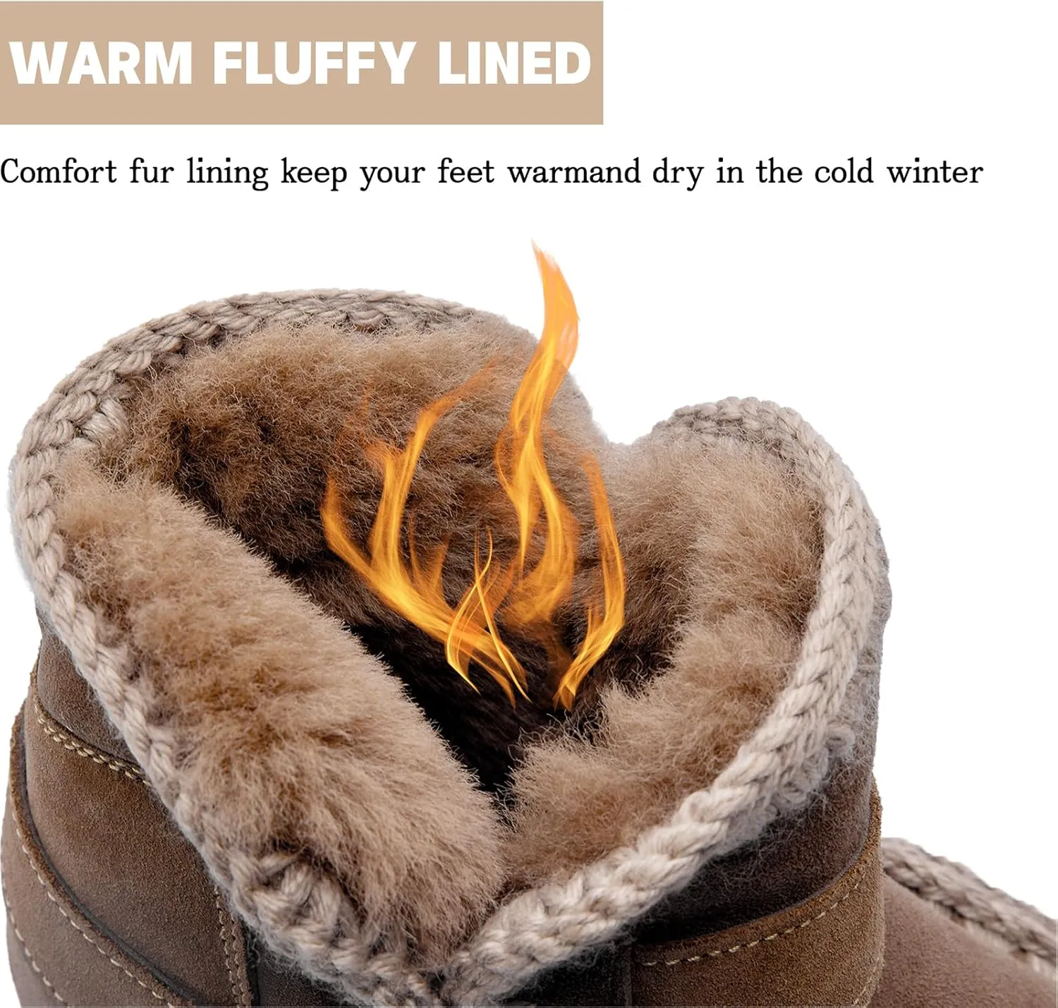 Womens Hiking Snow Winter Boots Work Ankle Boots for Women Comfortable Warm Fur Boots for Backpacking