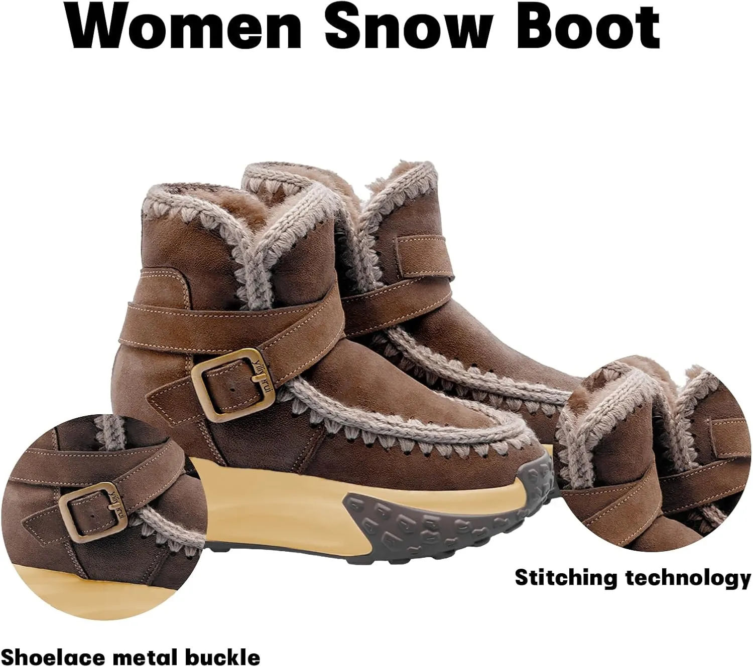 Womens Hiking Snow Winter Boots Work Ankle Boots for Women Comfortable Warm Fur Boots for Backpacking