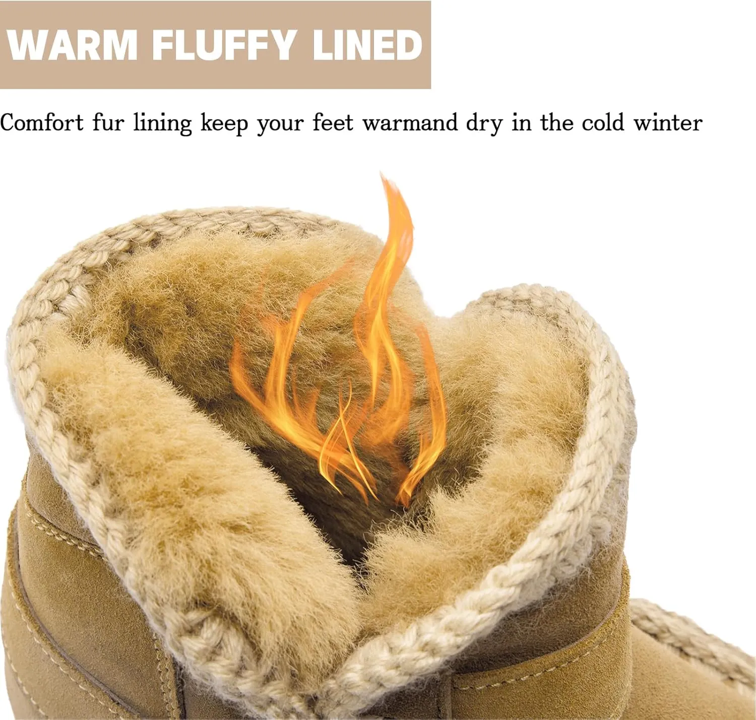 Womens Hiking Snow Winter Boots Work Ankle Boots for Women Comfortable Warm Fur Boots for Backpacking