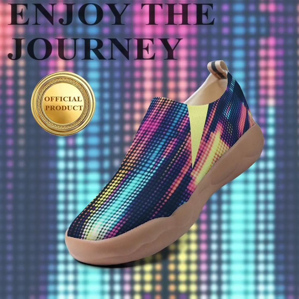 Women's Knitted Slip-on Loafers Comfortable, Light and Fashionable Sneakers Art Painted Travel Shoes