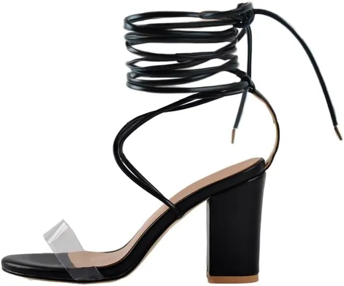 Women's Lace Up Chunky Low Heel Gladiator Sandals