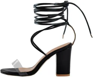 Women's Lace Up Chunky Low Heel Gladiator Sandals