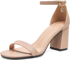Women's Low Block Chunky Heels, Open Toe Ankle Strap Heels Sandals,Party & Dating Dress Heeled Shoes