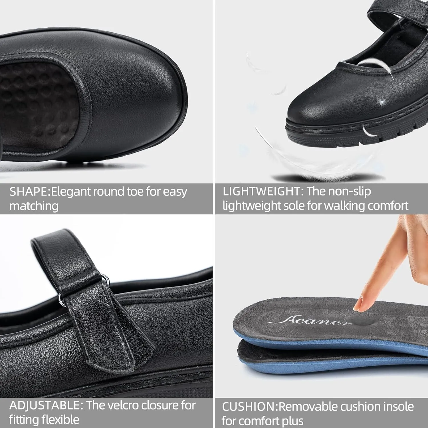 Women’s Mary Jane Shoes for Bunions Comfortable Orthotic Dress Shoes Non-Slip Orthopedic Work Shoes