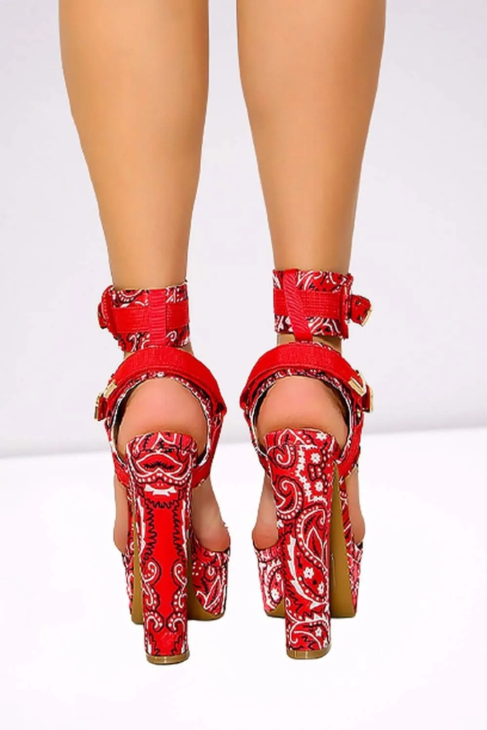 Women's Open Toe Strappy Chunky Platform High Heel Sandals