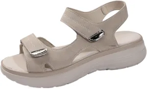 Womens Orthopedic Walking Sandals Open Toe Comfort Beach Flat Slides Sandals with Soft Cushion Foam Ladies Outdoor Sport Athletic Hiking Sandal
