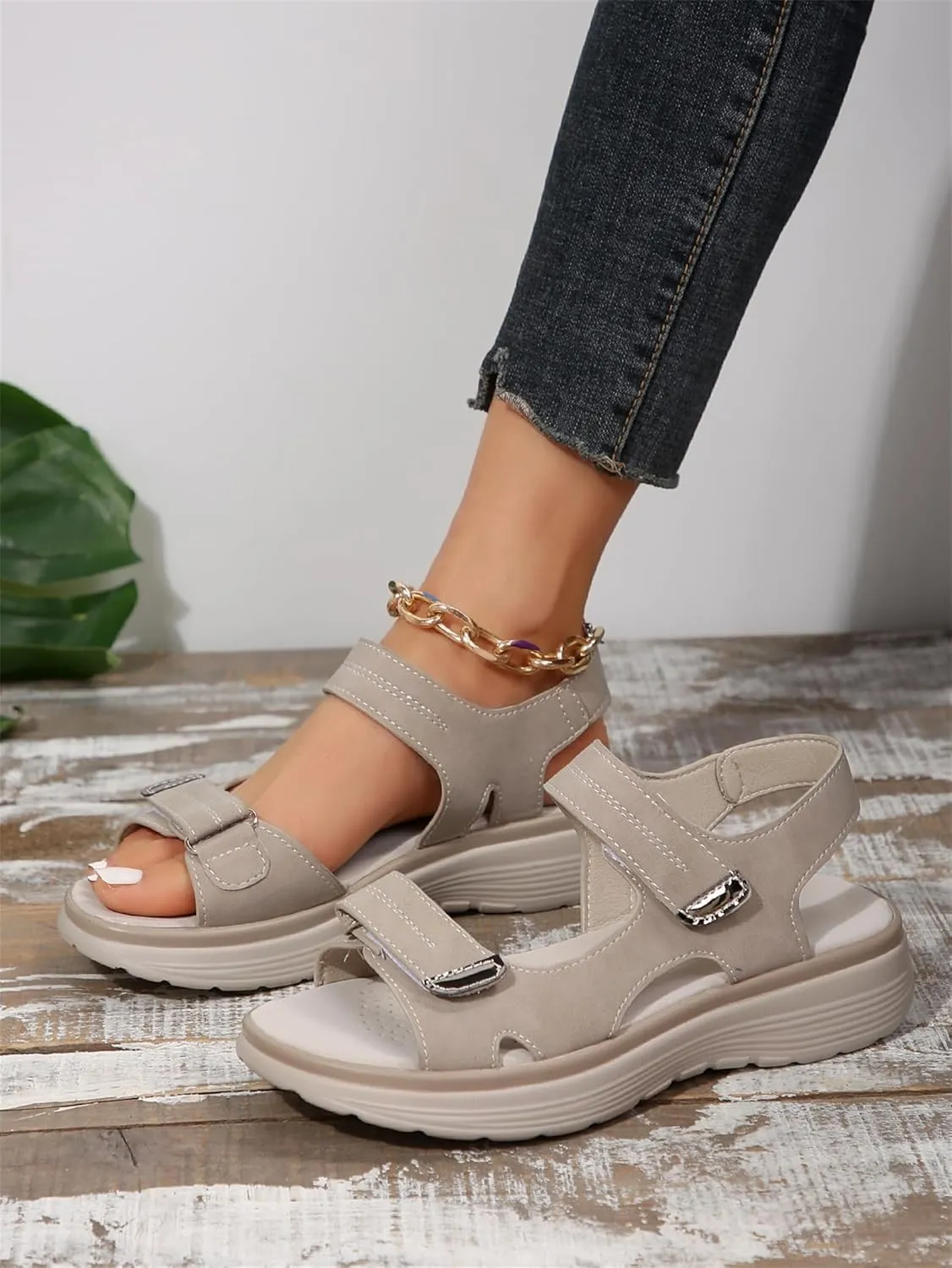 Womens Orthopedic Walking Sandals Open Toe Comfort Beach Flat Slides Sandals with Soft Cushion Foam Ladies Outdoor Sport Athletic Hiking Sandal