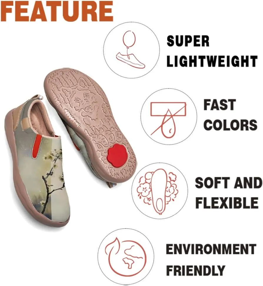 Women's Painted Leather Loafers Casual Shoes Slip On Comfortable Lightweight Art Colorful Travel Sneakers