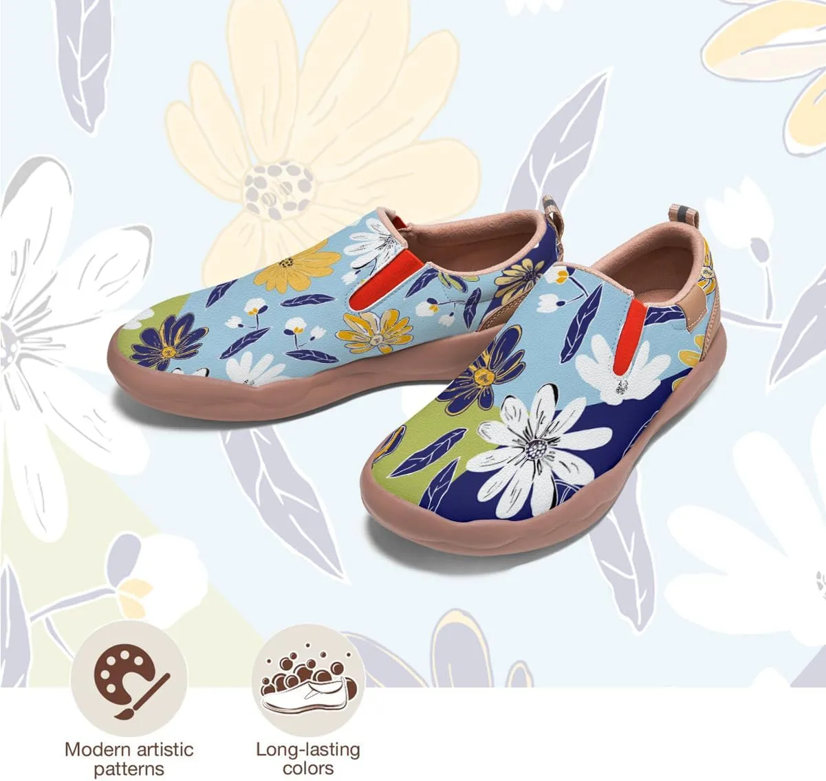 Women's Painted Loafers Slip-On Walking Travel Shoes Ladies Floral Art Sneakers