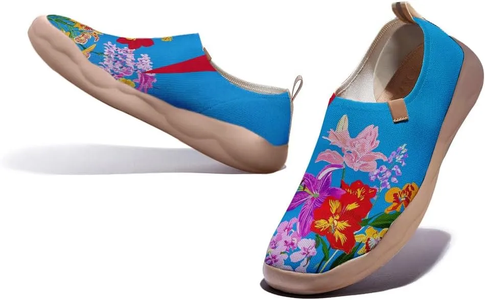 Women's Painting Slip On Travel Shoes Colorful Comfortable Lightweight Loafers Knitted Breathable Casual Walking Footwear