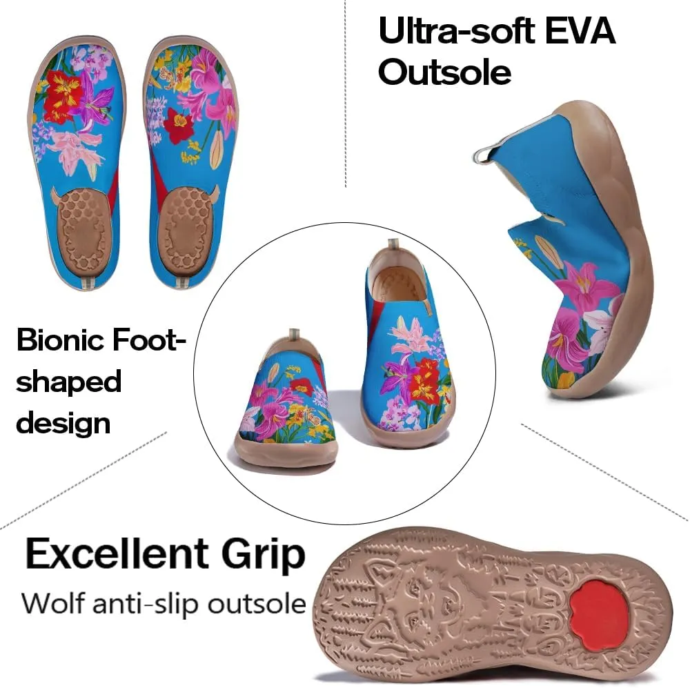 Women's Painting Slip On Travel Shoes Colorful Comfortable Lightweight Loafers Knitted Breathable Casual Walking Footwear