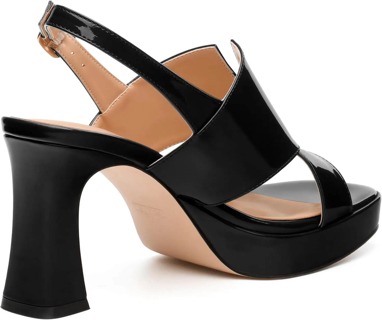 Womens Platform Ankle Strap Sandals, Square Toe Chunky Heel Leather Insole Sandals for Women, Block Heel Strappy Sandals with Buckle 3.3"