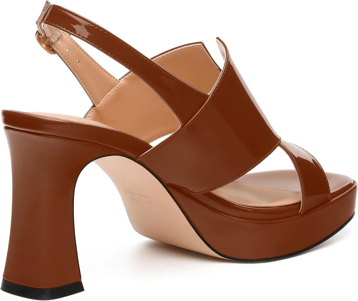 Womens Platform Ankle Strap Sandals, Square Toe Chunky Heel Leather Insole Sandals for Women, Block Heel Strappy Sandals with Buckle 3.3"