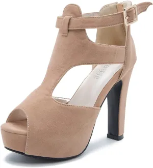 Women's Platform Chunky Block High Heel Peep-Toe Dress Sandals