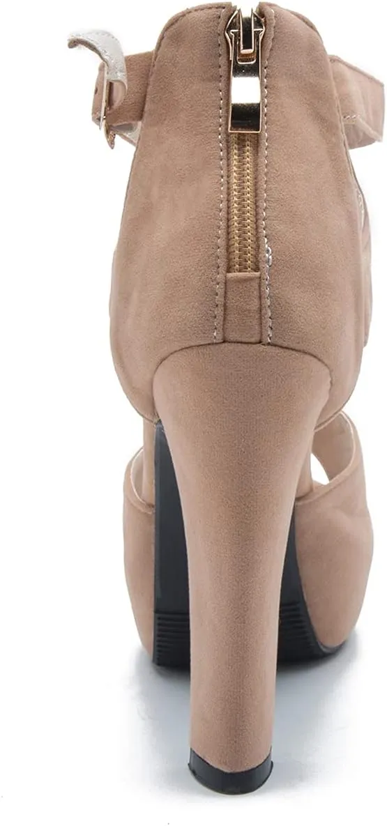 Women's Platform Chunky Block High Heel Peep-Toe Dress Sandals